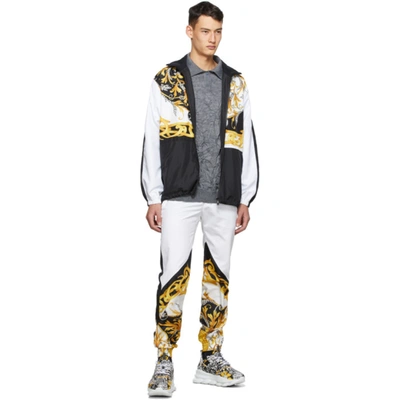 Shop Versace Black & Gold Barocco Chain Reaction Sneakers In Dbn9 White