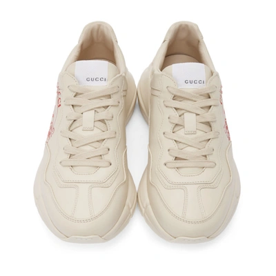 Shop Gucci Beige Disc Print Rython Sneakers In 9522 White