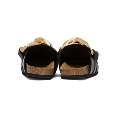 Shop Jw Anderson Black Leather Curb Chain Loafers In 999 Nero