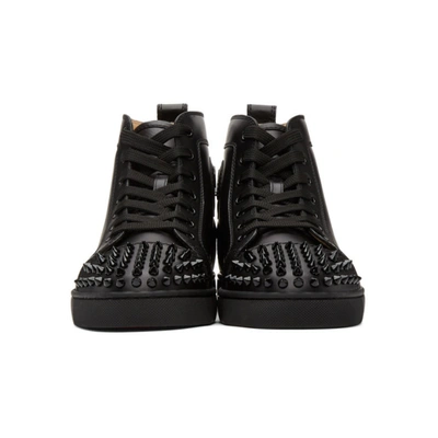 Shop Christian Louboutin Black Lou Spikes High-top Sneakers In B049 Black