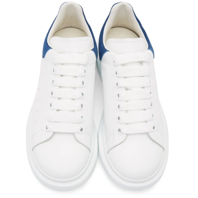 Shop Alexander Mcqueen White & Navy Oversized Sneakers In 9086 Blue