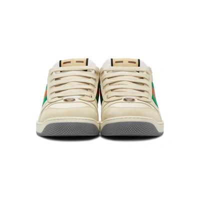 Shop Gucci Off-white Screener Sneakers In 9116 White