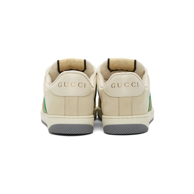 Shop Gucci Off-white Screener Sneakers In 9116 White
