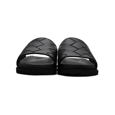 Shop Bottega Veneta Black Intrecciato Pool Slides In 1000 Black