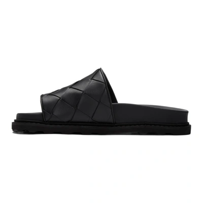 Shop Bottega Veneta Black Intrecciato Pool Slides In 1000 Black