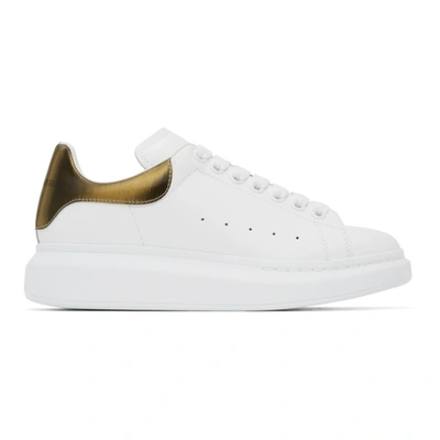 Shop Alexander Mcqueen White & Gold Oversized Sneakers In 9075 Whtgol