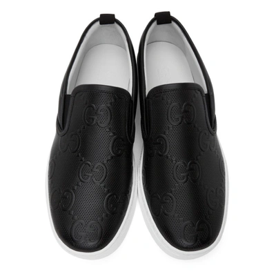 Shop Gucci Black ' Signature' Dublin Sneakers In 1000 Black