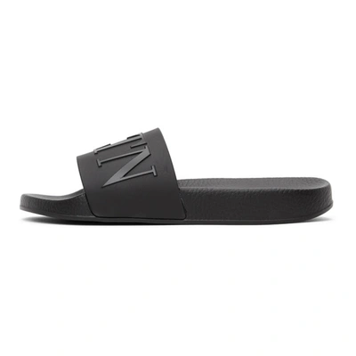 Shop Valentino Black  Garavani 'vltn' Slides In N01 Nero/ne