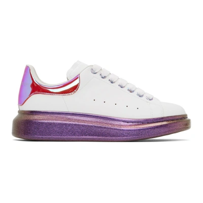 Shop Alexander Mcqueen White & Pink Iridescent Oversized Sneakers In 9056 Whi/mu