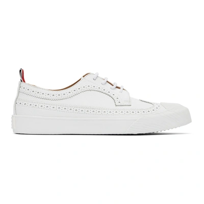 Shop Thom Browne White Leather Longwing Sneaker Brogues In 100 White