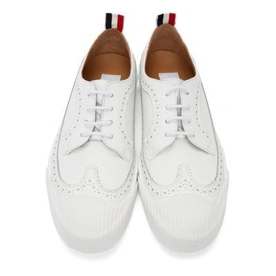 Shop Thom Browne White Leather Longwing Sneaker Brogues In 100 White