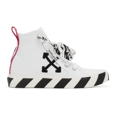 Shop Off-white White & Black Vulcanized Mid-top Sneakers In White/black