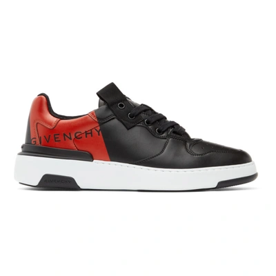 Shop Givenchy Black & Red Wing Sneakers In 009-black/r