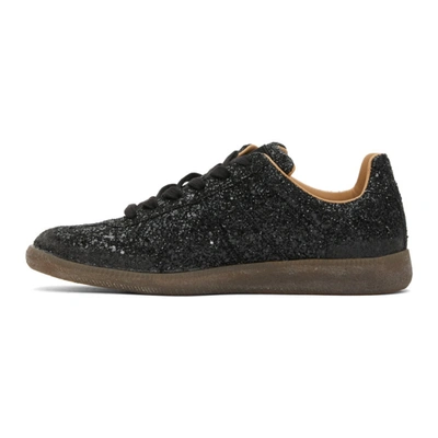Shop Maison Margiela Black Glitter Replica Sneakers In H8286 Black