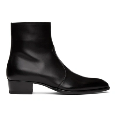 Shop Saint Laurent Black Wyatt Zip Boots In 1000 Black