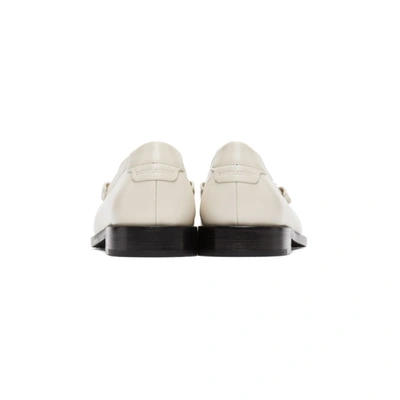 Shop Saint Laurent Off-white Monogram Penny Loafers In 1906 Pearl