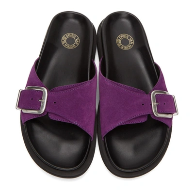 Shop Dries Van Noten Purple Suede Slip-on Sandals In 400 Violet