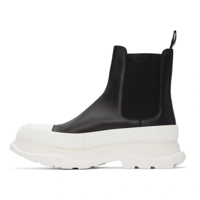 Shop Alexander Mcqueen Black Tread Slick Chelsea Boots In 1071 Black/white/sil