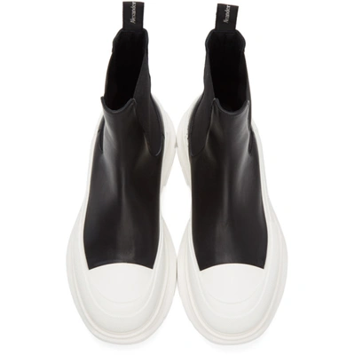 Shop Alexander Mcqueen Black Tread Slick Chelsea Boots In 1071 Black/white/sil