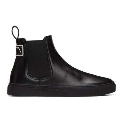 Shop Valentino Black  Garavani Vltn Beatle Chelsea Boots In 0no Nero/bi