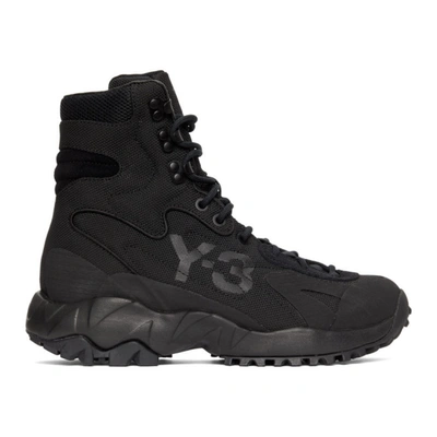 Shop Y-3 Black Notoma Boots In Blk/nht Gry