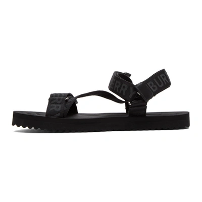 Shop Burberry Black Jacquard Logo Sandals