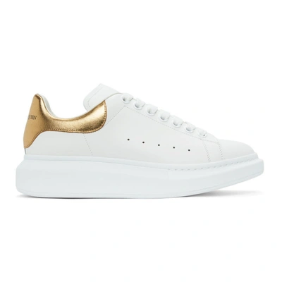 Shop Alexander Mcqueen White & Gold Oversized Sneakers In 9075