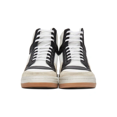 Shop Saint Laurent White & Green Paneled High-top Sneakers In 9659 White