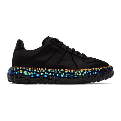 Shop Maison Margiela Black Iridescent Caviar Sneakers In H8204 Black