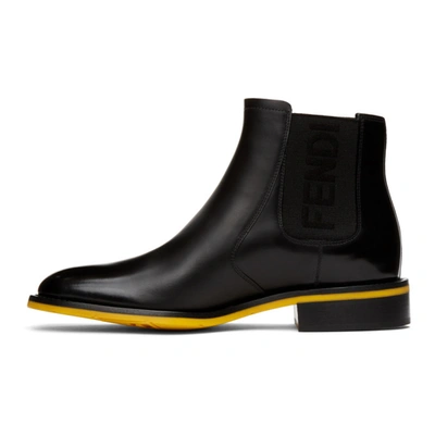 Shop Fendi Black Leather Chelsea Boots In F1os5 Black