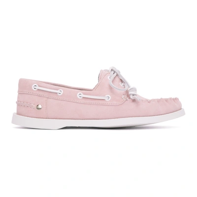 Shop Loewe Pink Nubuck Boat Shoes In 7140 Pink