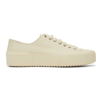 Shop Jil Sander Off-white Canvas Sneakers In 101 Natural