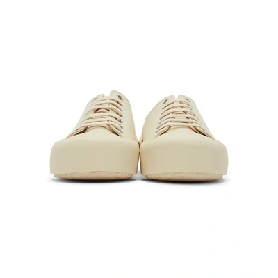 Shop Jil Sander Off-white Canvas Sneakers In 101 Natural