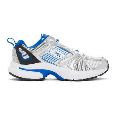 Shop Reebok White & Blue Premier Sneakers In Wht/slv/blu