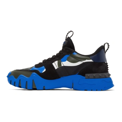 Shop Valentino Black And Blue  Garavani Rockrunner Plus Sneakers In 55x Nero-az