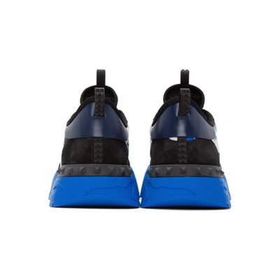 Shop Valentino Black And Blue  Garavani Rockrunner Plus Sneakers In 55x Nero-az