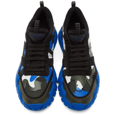 Shop Valentino Black And Blue  Garavani Rockrunner Plus Sneakers In 55x Nero-az