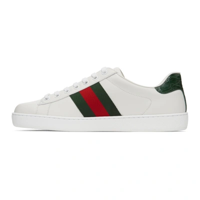 Shop Gucci White & Green Ace Sneakers In 9071 White