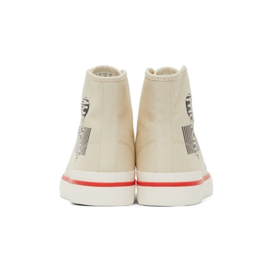 Shop Isabel Marant Off-white & Red Benkeen Sneakers