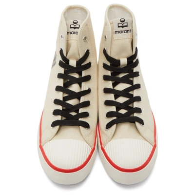 Shop Isabel Marant Off-white & Red Benkeen Sneakers