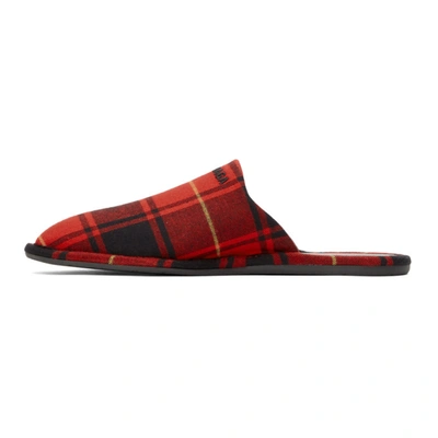 BALENCIAGA 红色 AND 黑色 COSY 苏格兰格纹穆勒鞋
