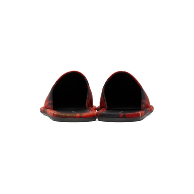 Shop Balenciaga Red And Black Tartan Cosy Mules In 6561 Redblk