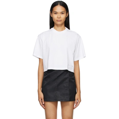 Shop Alyx White Cropped Logo T-shirt In Wth0001 Whi