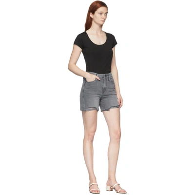 Shop Frame Grey Denim 'le Tour Short Raw Edge' Shorts In Acera Chew