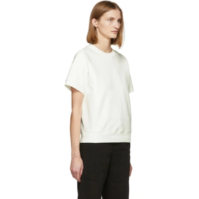 Shop Mm6 Maison Margiela Off-white Short Sleeve Sweatshirt In 101 Offwhit