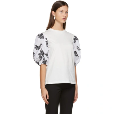 Shop Erdem Off-white Fil Coupé Theodora T-shirt In White/black