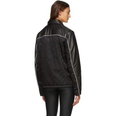 Shop Versace Black Leather Logo Jacket In A1008 Black
