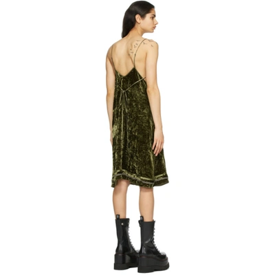 Shop R13 Green Velvet Back Tie Slip Dress In Military Gr