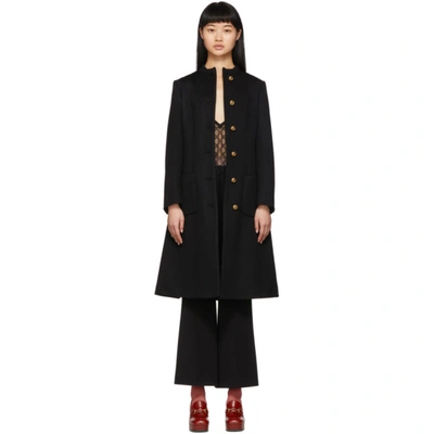 Shop Gucci Black Wool Coat In 1000 Black