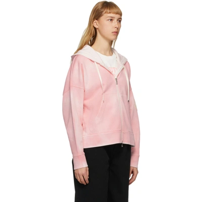 Shop Moncler Pink Spray Paint Zip-up Hoodie In 500 Pink